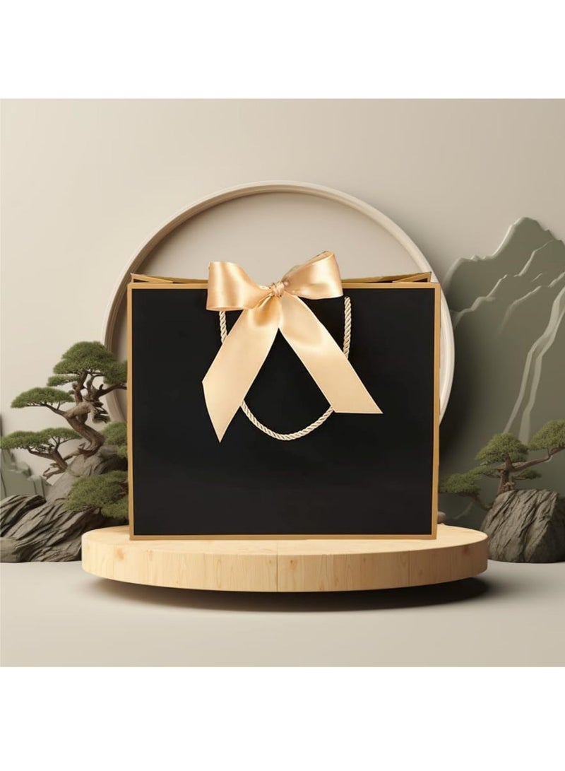 saykfoe 2PCS Black Large Gift Bags, Paper Bags with Ribbon, Greeting Cards and Tissue Paper, Portable Party Bags with Handles, Birthday Gift Bags, Present Bags for Wedding Party, Party Supplies（32*25*11cm） - Image 5